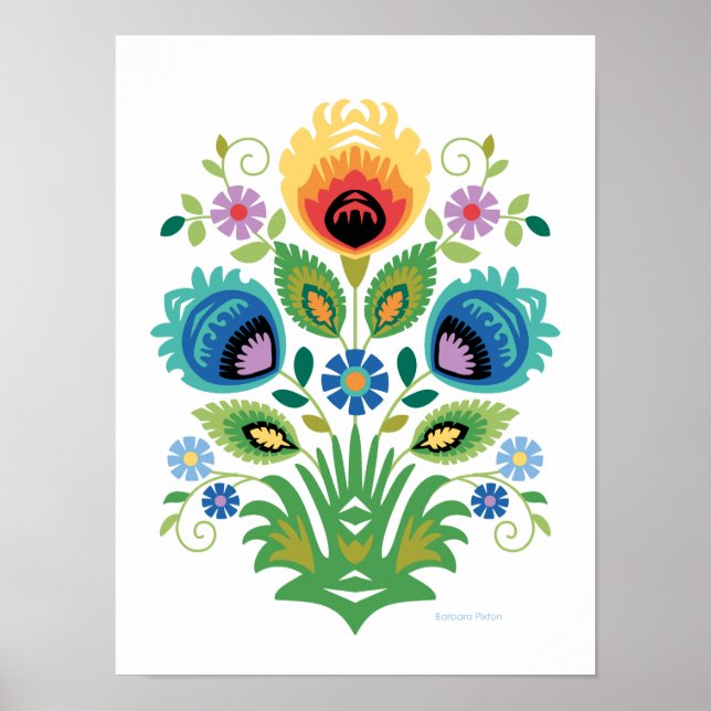 Affiche Polish Wycinanki Spring Floral (Devant)