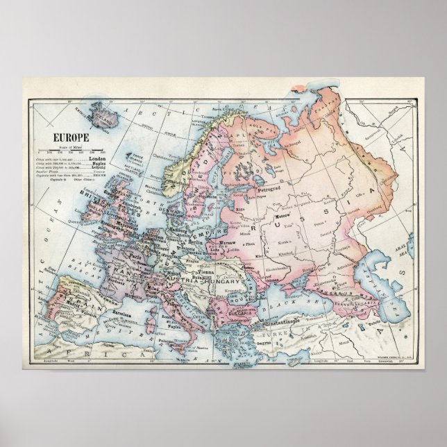 Affiche Political Map of Europe (1916) (Devant)