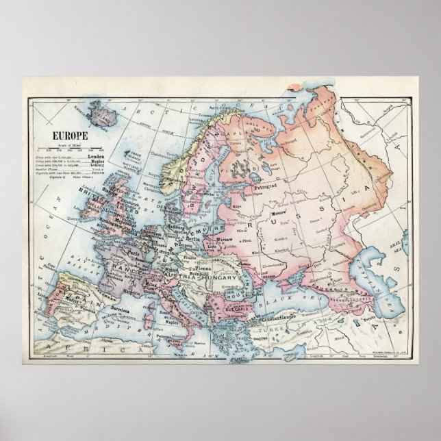 Affiche Political Map of Europe (1916) (Devant)