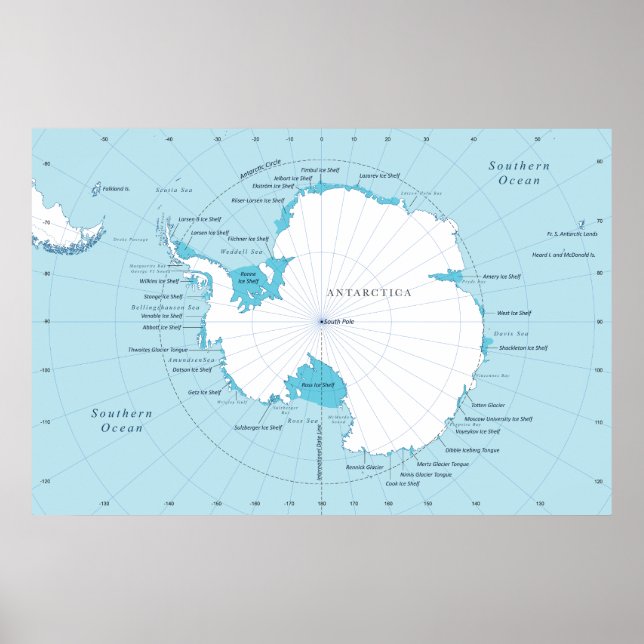 Affiche Political map of the continent of Antarctica. (Devant)