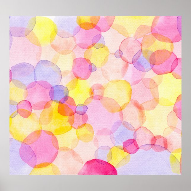 Affiche Polka Dot Splash : Aquarelle colorée (Devant)