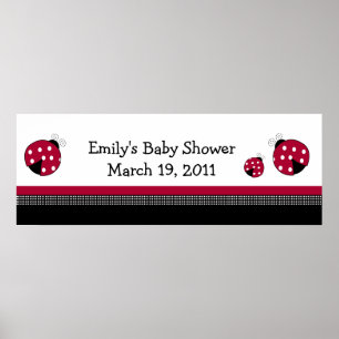 Affiche POLKADOT LADYBUGS Baby shower / Bannière d'anniver
