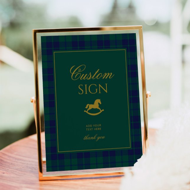 Affiche Polo vintage Cheval Rocheux Plaid Vert Personnalis (Créateur téléchargé)