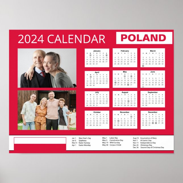 Affiche Pologne | Ajouter une photo | Calendrier des fêtes (Devant)