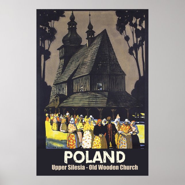 Affiche Pologne, Haute-Silésie, Église en bois (Devant)
