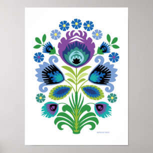 Affiche Polonais Art Folle Fleur violet