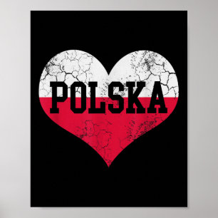 Affiche Polska Coeur Drapeau Pologne patrimoine familial p