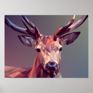 Affiche Polygone géométrique Cerf Basse Poly Nature Art Im