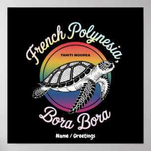 Affiche Polynésie française Bora Bora Moorea Tahiti Tortue