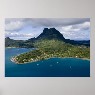 Affiche Polynésie française, Bora Bora. Vue aérienne de