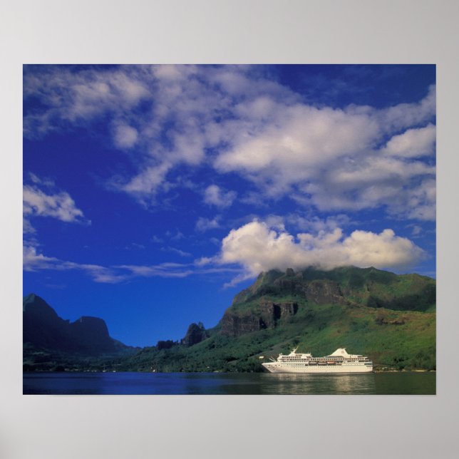 Affiche Polynésie française, Moorea. Baie de Cooks. Navire (Devant)