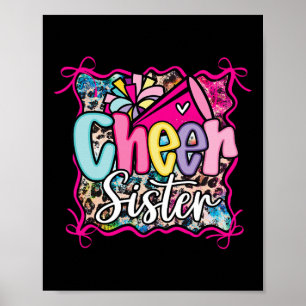 Affiche Pom-Pom Fille Arc-en-ciel Léopard Sœur de pom-pom