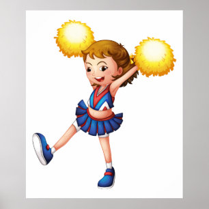 Affiche Pom-pom girl Avec Des Poms De Pom Jaune