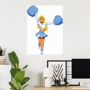 Affiche Pom-Pom Girl Bleue de l'équipe de Cheerleading