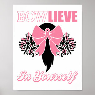 Affiche Pom-pom girl Cancer du sein Chemise rose Bow Cheer