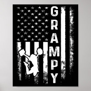Affiche Pom-Pom Girl Cheer Grampy Drapeau Amérique Vintage