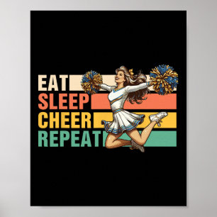Affiche Pom-Pom Girl Cheerleading Danse Manger Dormir Chee