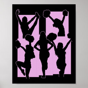 Affiche Pom-Pom Girl Drôle Acclamant Enthousiaste Acrobate