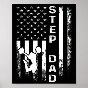Affiche Pom-pom girl étape de cheer papa drapeau américain