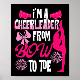 Affiche Pom-pom girl faisant des acrobaties, fille de chee