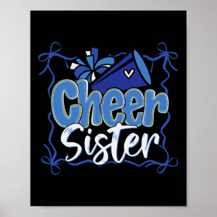 Affiche Pom-Poms Bleus Coquettes Noeud Soeur De Cheerleadi