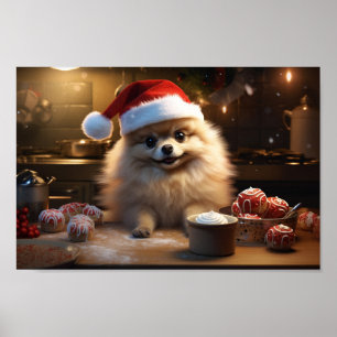 Affiche Poméranie Cookies de Noël Festif
