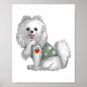 Affiche Poméranien I Love Maman Tattoo Chien Chemise Drôle