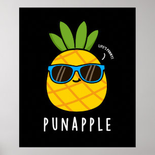 Affiche Pomme à pistolet Funny Fruit Pun ananas Dark BG