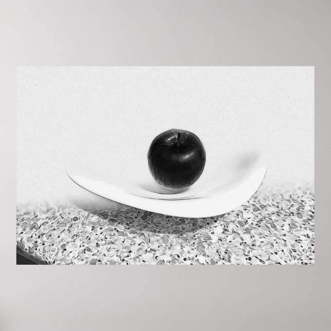 Affiche Pomme aux teintes grises (Devant)