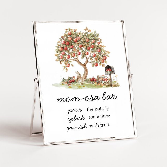Affiche Pomme d'automne de nos yeux Maman Osa Panneau de b (Fall Apple Tree Baby Shower Mom Osa Bar Sign)