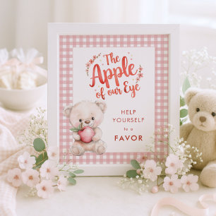 Affiche Pomme de l'oeil En vichy Baby shower Favoriser sig