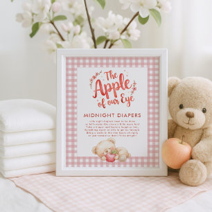 Affiche Pomme de l'oeil En vichy minuit Baby shower couche