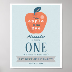 Affiche Pomme de nos yeux Garçon bleu 1er anniversaire Bie