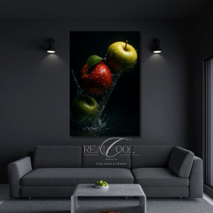 Affiche Pomme éclaboussée dans l'eau – Photographie de fru