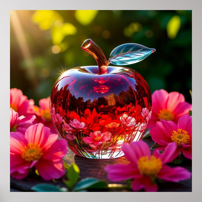 Affiche Pomme en verre décoratif élégant (Devant)