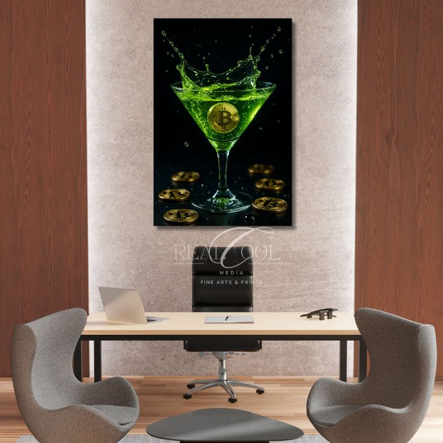 Affiche Pomme Martini verre avec Bitcoin flottant Art (Créateur téléchargé)