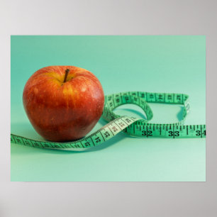 Affiche Pomme Rouge Et Ruban Métrique Nutritionniste Coach