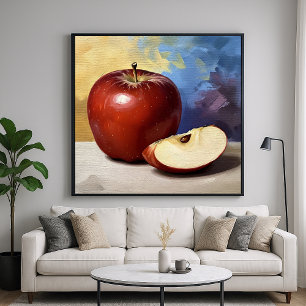 Affiche Pomme Slice - Style peint Art de la vie morte