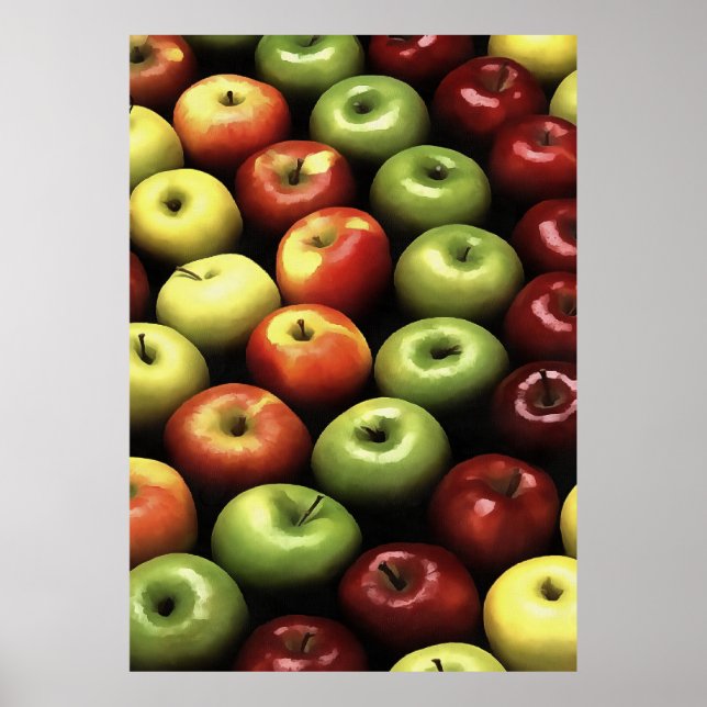 Affiche Pommes artistiques rouges et vertes affichées (Devant)