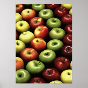 Affiche Pommes artistiques rouges et vertes affichées