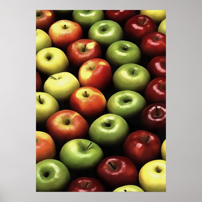 Affiche Pommes artistiques rouges et vertes affichées (Devant)