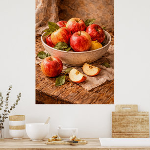Affiche Pommes dans un bol rustique, une nature morte clas