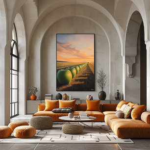 Affiche Pommes de paysage surréaliste de rêve dans les cha