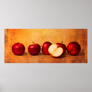 Affiche Pommes En Panorama Rouge