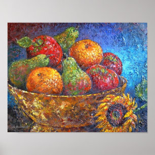 Affiche Pommes poires Bowl Fruits Encore Vie Art Peinture