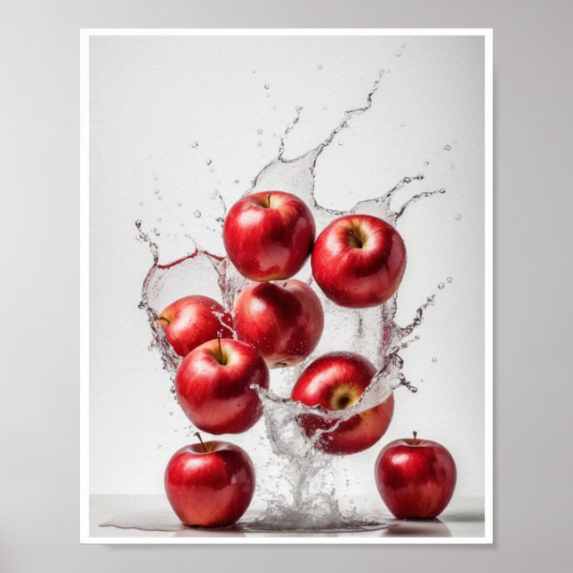 Affiche Pommes rouges avec paroi Arrière - plan blanche éc (Devant)