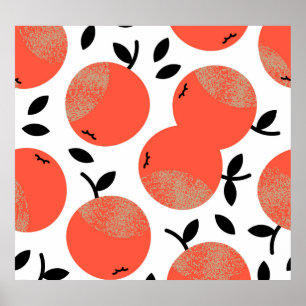 Affiche Pommes rouges : Motif texturé doré.