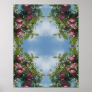 Affiche Pommes Rouges Sur Photo De Peinture D'arbre Art De