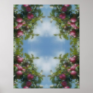 Affiche Pommes Rouges Sur Photo De Peinture D'arbre Art De
