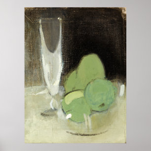 Affiche Pommes vertes et verre à champagne, H.Schjerfbeck